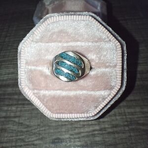 Vintage Silver & Inlayed Turquoise Ring